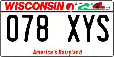 WI license plate 078XYS