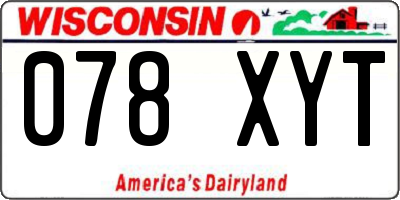 WI license plate 078XYT