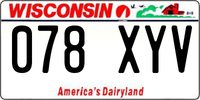 WI license plate 078XYV