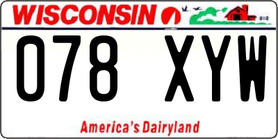 WI license plate 078XYW