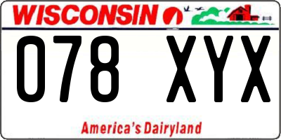 WI license plate 078XYX