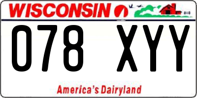 WI license plate 078XYY