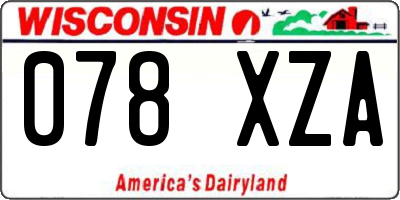 WI license plate 078XZA