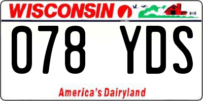 WI license plate 078YDS