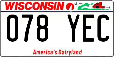 WI license plate 078YEC