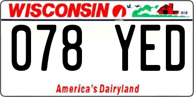 WI license plate 078YED