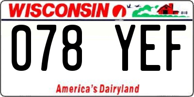 WI license plate 078YEF