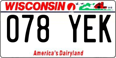 WI license plate 078YEK