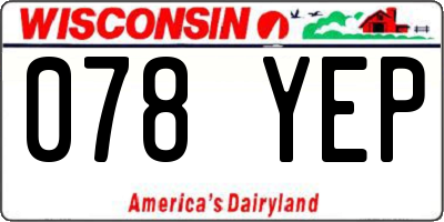 WI license plate 078YEP