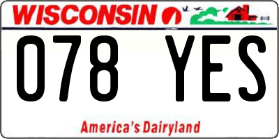 WI license plate 078YES