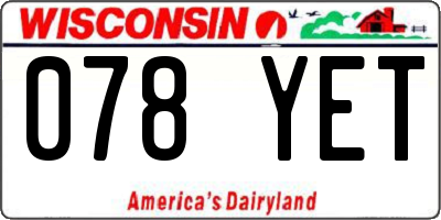 WI license plate 078YET