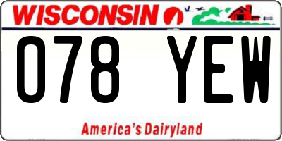 WI license plate 078YEW