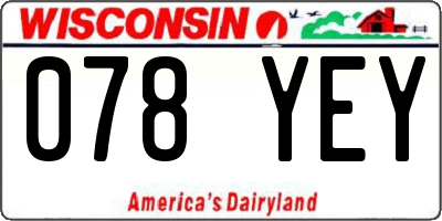 WI license plate 078YEY