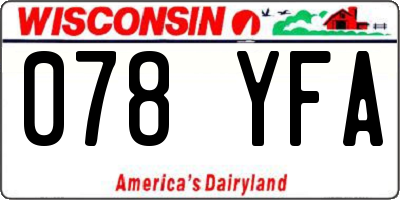 WI license plate 078YFA