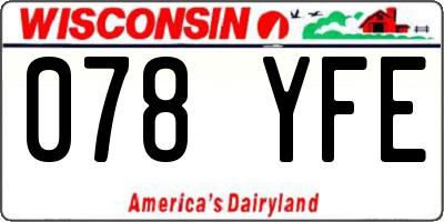 WI license plate 078YFE