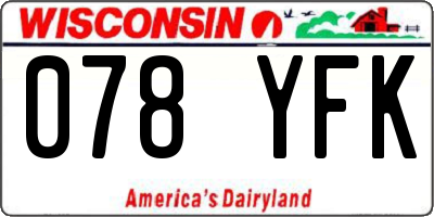 WI license plate 078YFK