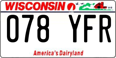 WI license plate 078YFR