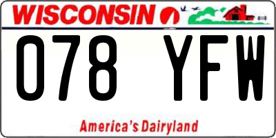 WI license plate 078YFW