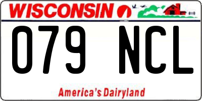 WI license plate 079NCL