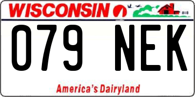 WI license plate 079NEK