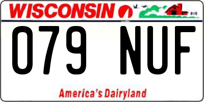 WI license plate 079NUF