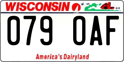 WI license plate 079OAF