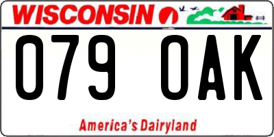 WI license plate 079OAK