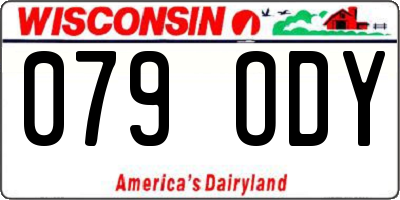 WI license plate 079ODY