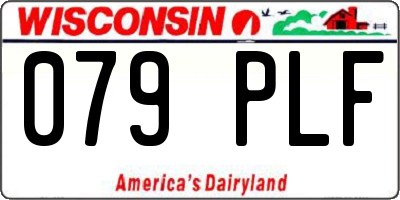 WI license plate 079PLF