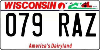 WI license plate 079RAZ