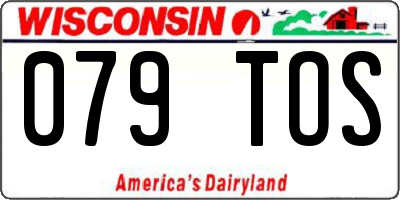 WI license plate 079TOS