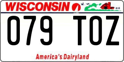 WI license plate 079TOZ