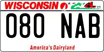 WI license plate 080NAB