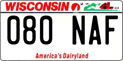 WI license plate 080NAF