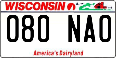 WI license plate 080NAO