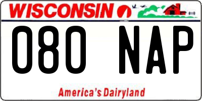 WI license plate 080NAP