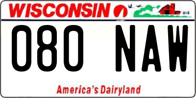 WI license plate 080NAW