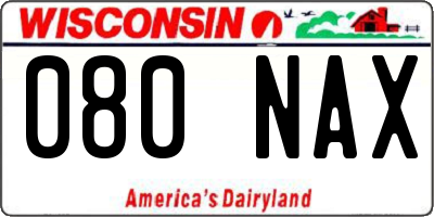 WI license plate 080NAX