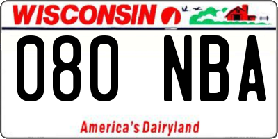 WI license plate 080NBA