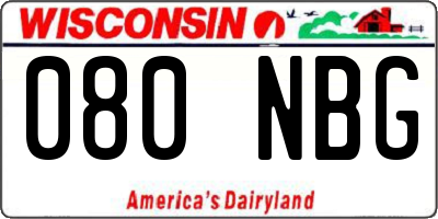 WI license plate 080NBG