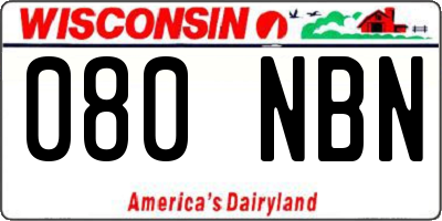 WI license plate 080NBN