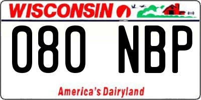 WI license plate 080NBP