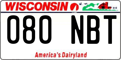 WI license plate 080NBT