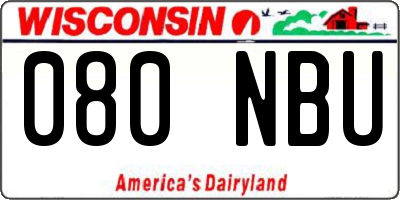 WI license plate 080NBU