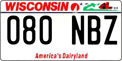 WI license plate 080NBZ