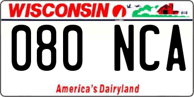 WI license plate 080NCA