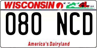 WI license plate 080NCD