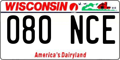 WI license plate 080NCE