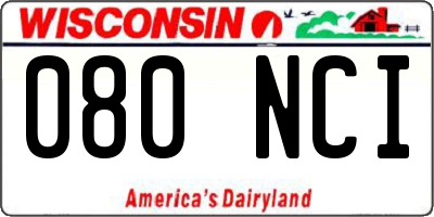 WI license plate 080NCI