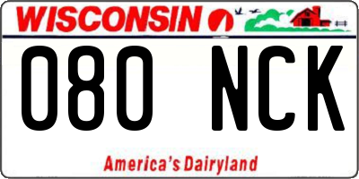 WI license plate 080NCK